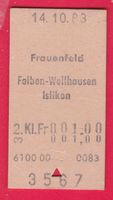 KARTON BILLETT, FRAUENFELD - ISLIKON, 2.KLASSE, EINFACH
