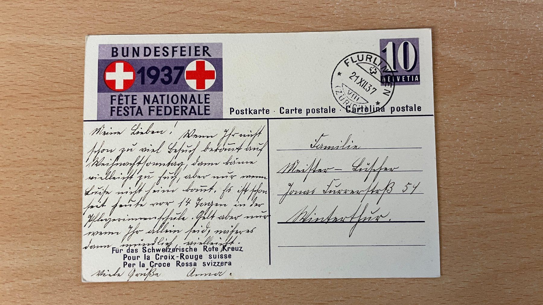 Cartoline postali: Alte Ansichtskarte Bundesfeier 1937 – Usato da Glattfelden venduto da cybermaxx 1