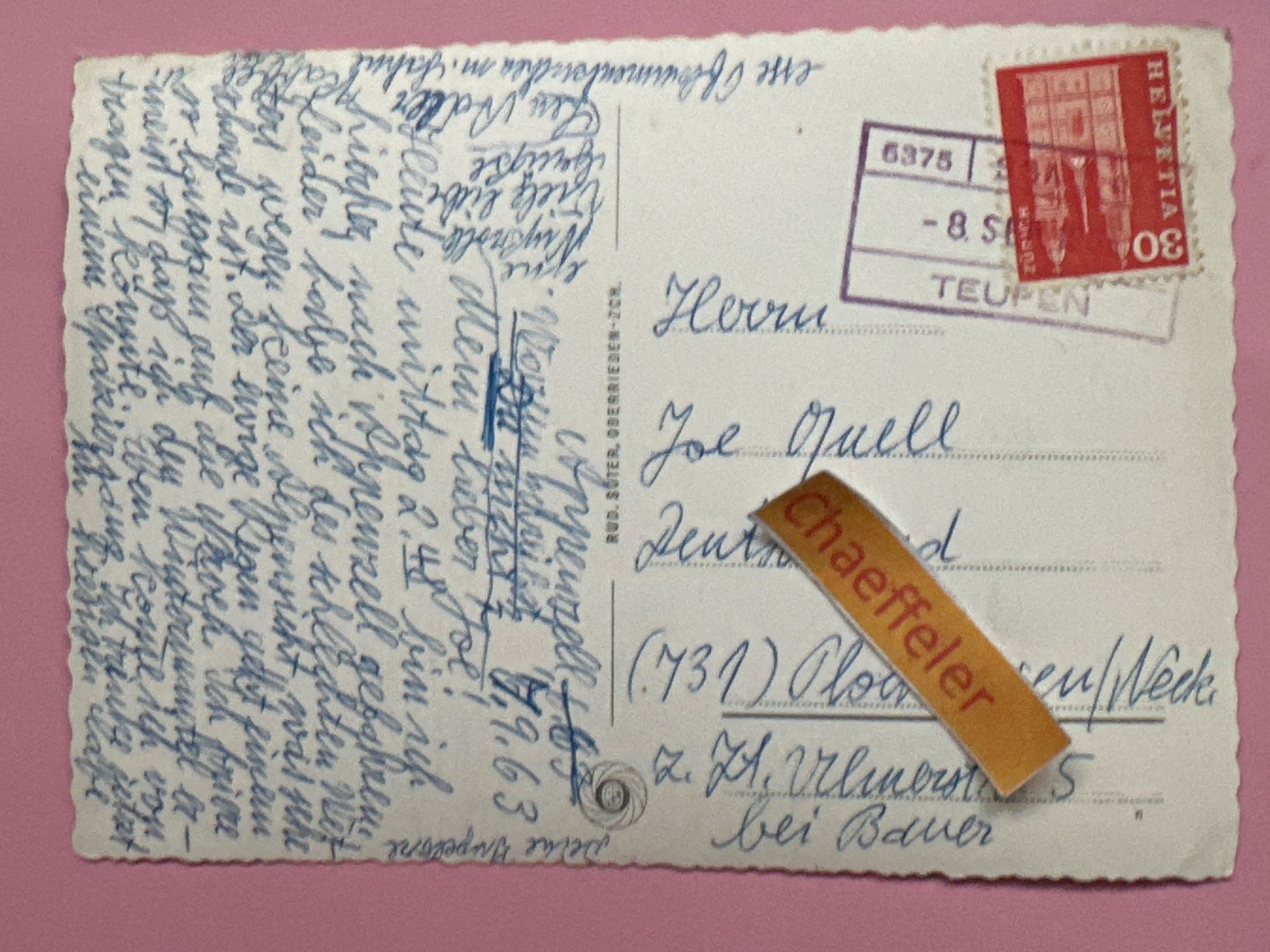 Cartes postales: 1963 Appenzell – D'occasion à Zürich par Chaeffeler 1