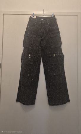 NEU, Damen Cargo-Jeans, M, Schwarz, mit Nieten