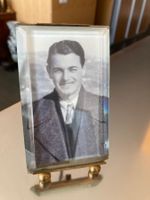 Antiker Fotorahmen, Kristall geschliffen / Messing, 11x6 cm
