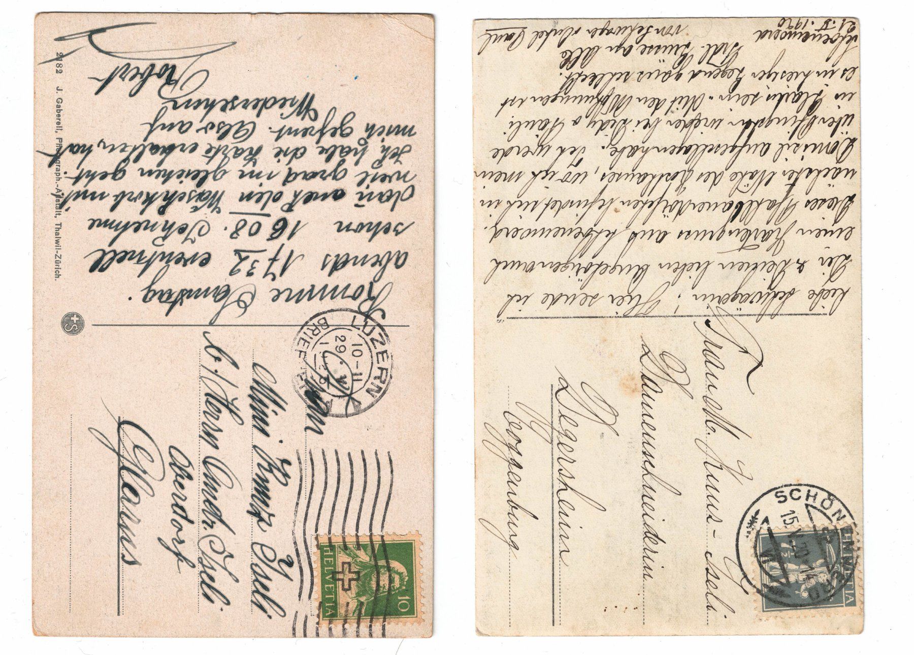 Cartoline postali: 2 Ansichtskarten (Am Zugersee, Schönenwerd) – Usato da Küsnacht ZH venduto da scholli58 1