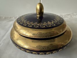 Hanson Bonbonniere, Kobalt mit Golddekor, Vintage 