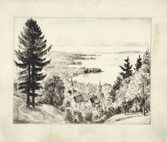 Theo Glinz, Lithographie, über dem Bodensee