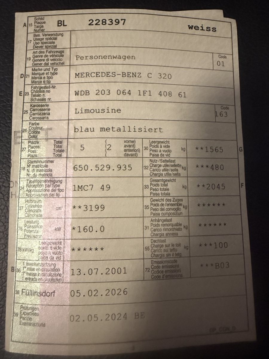 Mercedes-Benz Automobili: Mercedes-Benz  C320  (Export) – Usato da Lausen venduto da Armand94 9