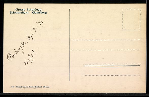 Ansichtskarten: Grosse Scheidegg, Schwarzhorn, Gemsberg, – Gebraucht aus Berlin von bartko-reher 1