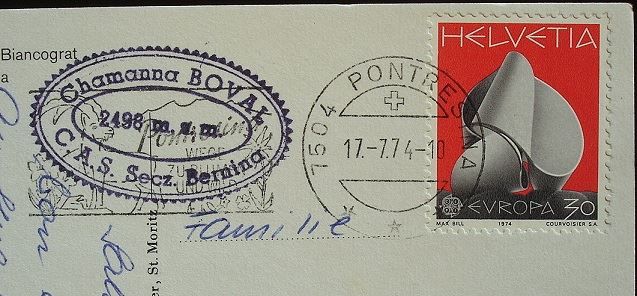 Cartoline postali: PONTRESINA Bovalhütte mit Biancograt – Usato da Jona venduto da philajona 1