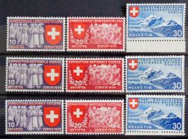 SUISSE 1939: Expo nationale, les séries de/fr/it, **