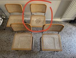 1 Freischwinger Stuhl mit Wienergeflecht