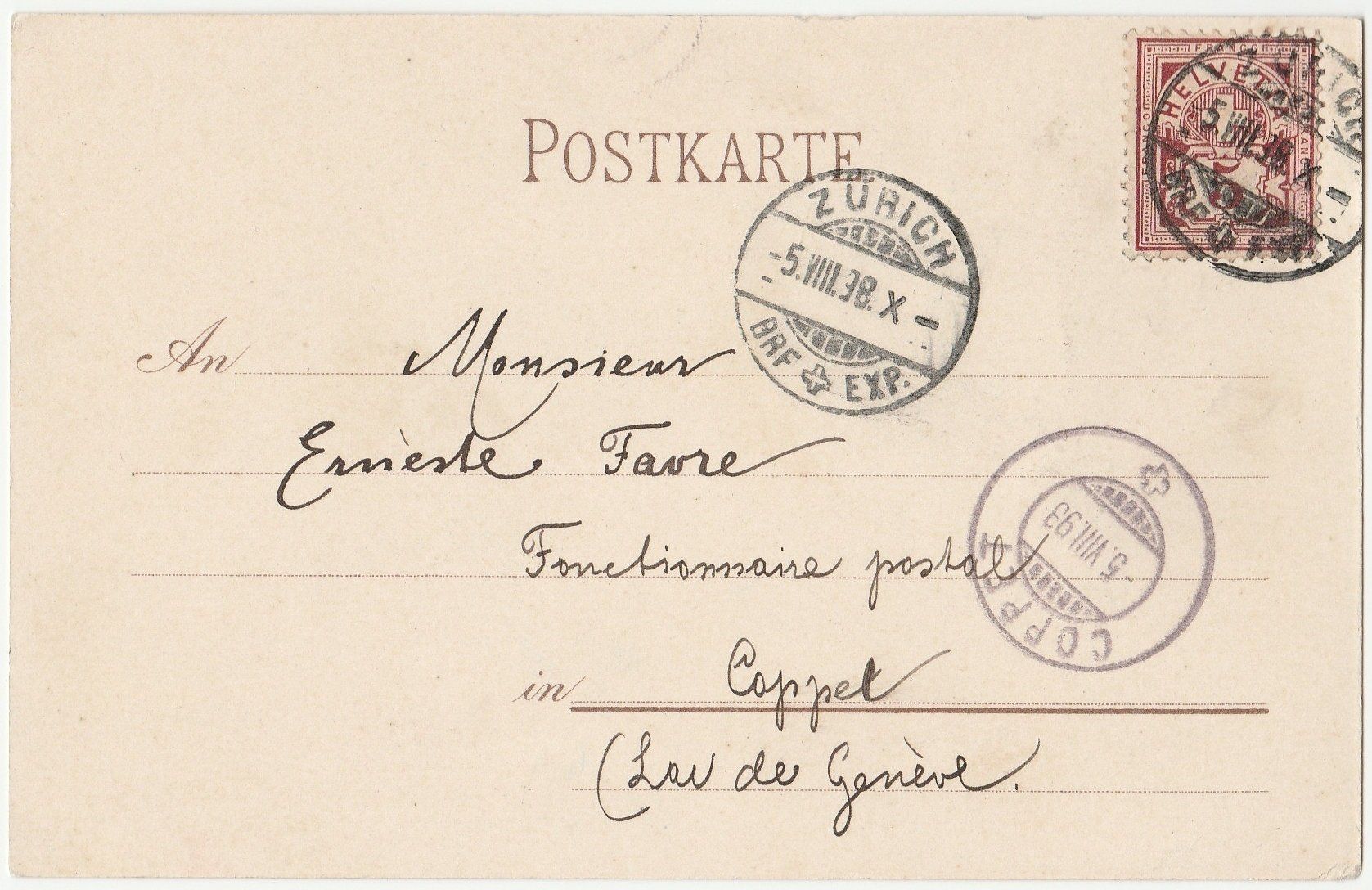Cartoline postali: Weinfelden - (1898) – Usato da Fällanden venduto da Blausegelfliege