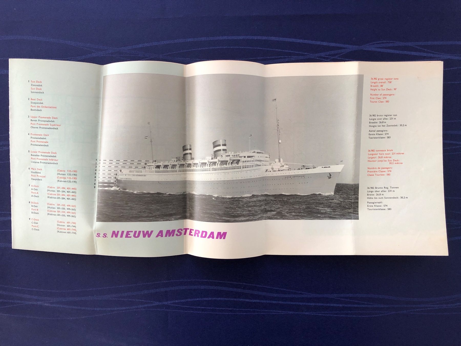 Documenti: Prospekte Deckpläne Dampfer SS NIEUW AMSTERDAM der HAL – Usato da Steffisburg venduto da bwt56 2
