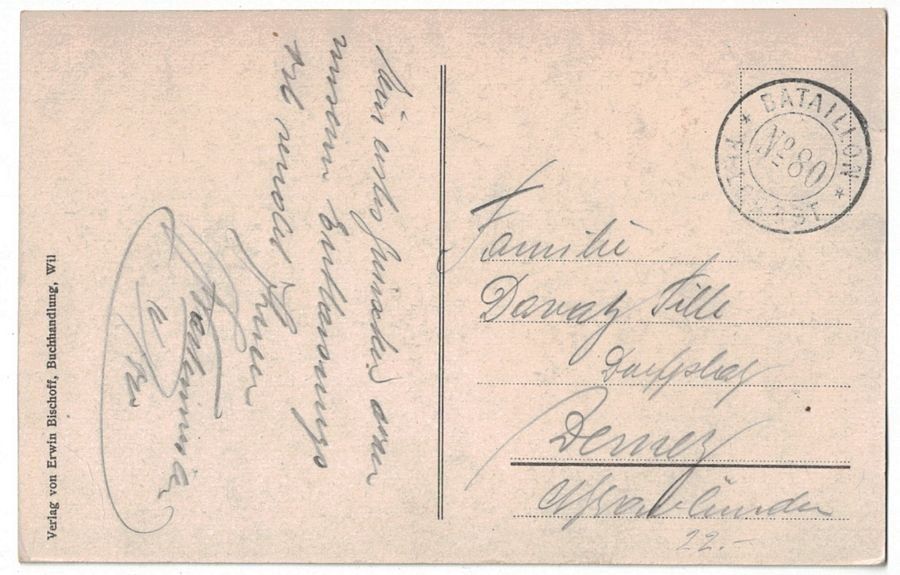 Cartoline postali: Wil von Osten, Feldpost BATAILLON N° 80 – Usato da Frauenfeld venduto da POML 1