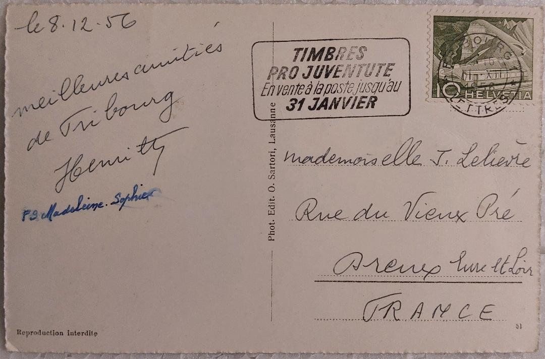 Ansichtskarten: FRIBOURG  -  1956 – Gebraucht aus Delémont von Domdom1 1