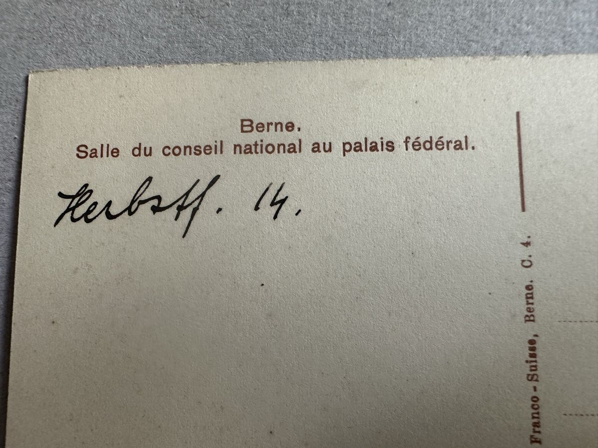 Ansichtskarten: AK v. 1914: Bern im Bundespalast – Gebraucht aus Frauenfeld von aluma14 4