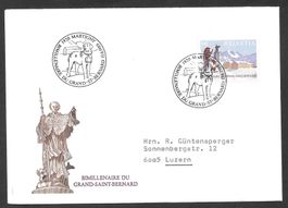 Sonderbrief S. 1369 Grand-Saint-Bernhard Martigny 15.6.1989