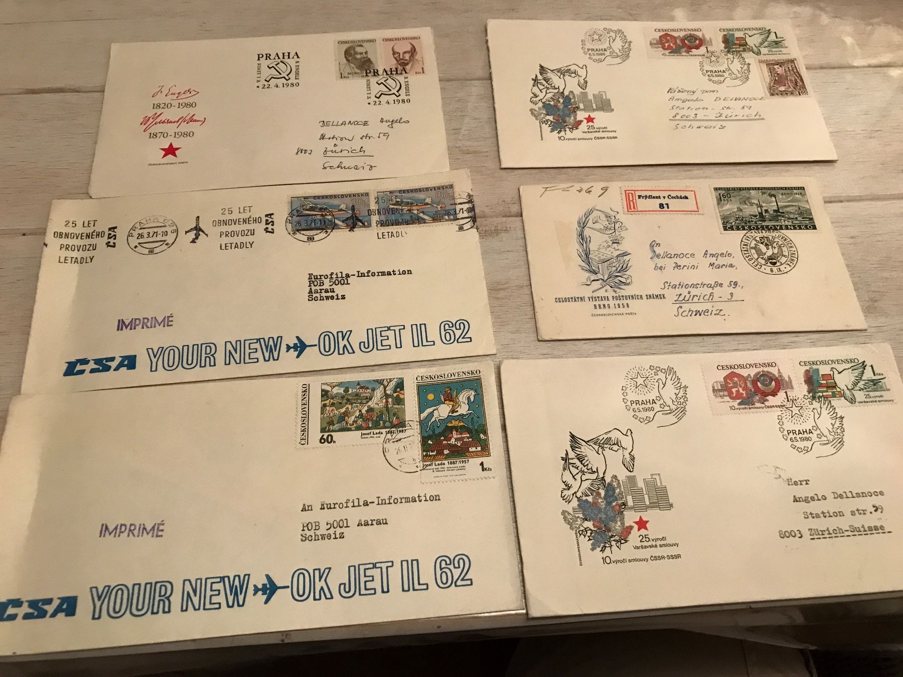 Tutti i francobolli: 70 FDC Europa (200-28) – Usato da St.Gallen venduto da Bigdisch 2