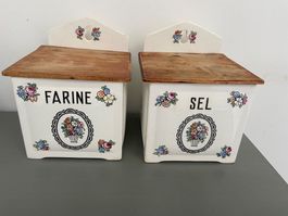 Farine Sel Mehl Salz Porzellan RVR Roesler Vintage
