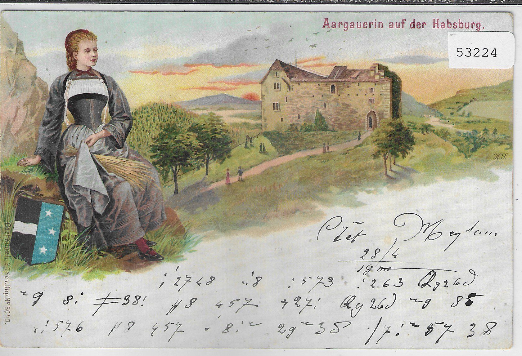 Cartoline postali: Aargauerin auf der Habsburg - Litho – Usato da Ettingen venduto da Kartenplanet