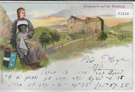 Aargauerin auf der Habsburg - Litho