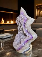 Rainbow Amethyst Flammenskulptur – 37 cm, Doppelkristallisat