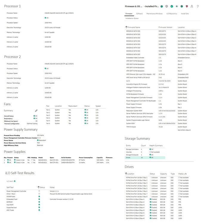 DL380 Gen10 G10 8+8 SFF, 2x 6138, 256GB, 6.4TB SSD, Rails (Gebraucht ...