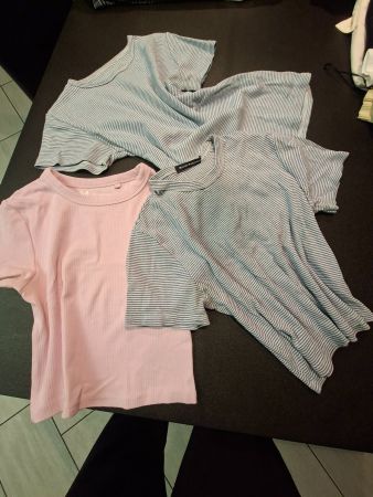 T-Shirts Brandy Melville Set 3 Stück gestreift rosa