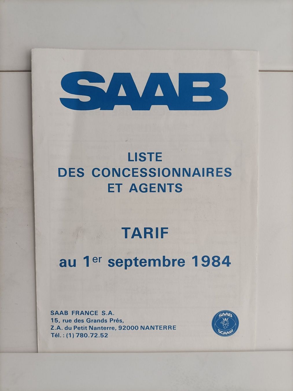 Livres: Brochure Catalogue Tarif Saab 1984 – D'occasion à crans montana par AB3963