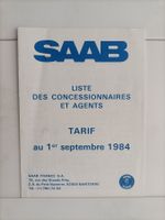 Brochure Catalogue Tarif Saab 1984
