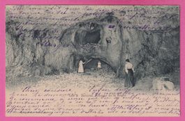Vallorbe gel 1905 Interieur de la Grotte belebt