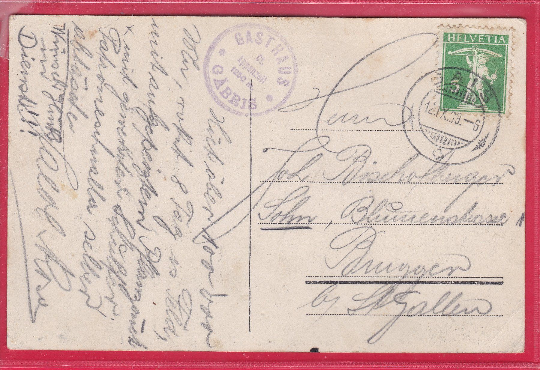Cartoline postali: GÄBRIS GEGEN DEN SÄNTIS, 12.9.1909 – Usato da Oberrieden venduto da Gebirgsstelze 1