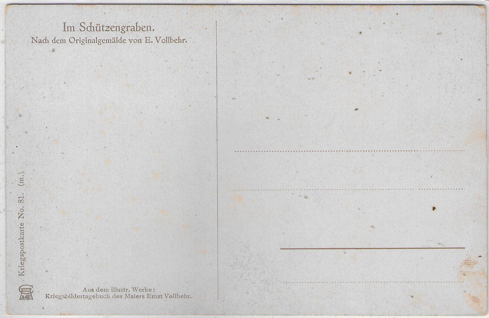 Cartoline postali: Im Schützengraben - Künstler: E. Vollbehr – Usato da Ettingen venduto da Kartenplanet 1