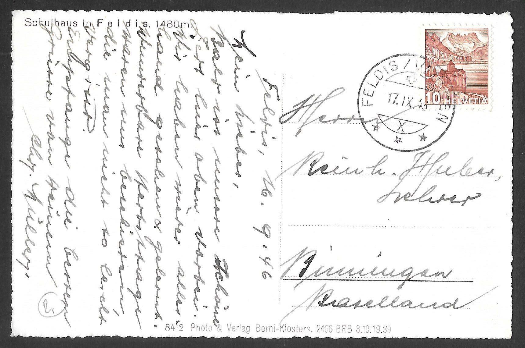 Cartoline postali: Feldis Schulhaus – Usato da Olten venduto da clotaldi 1