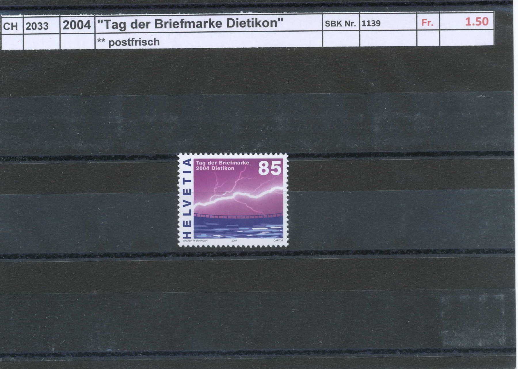 Alle Briefmarken: 2004 "Tag der Briefmarke Dietikon", ** postfrisch – Neu (gemäss Beschreibung) aus Winterthur von Zupogeru