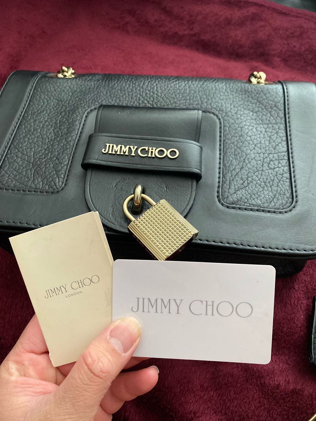 Jimmy Choo Taschen für Damen: Jimmy Choo Black Leather Bag w/ padlock – Gebraucht aus Maienfeld von 46ser