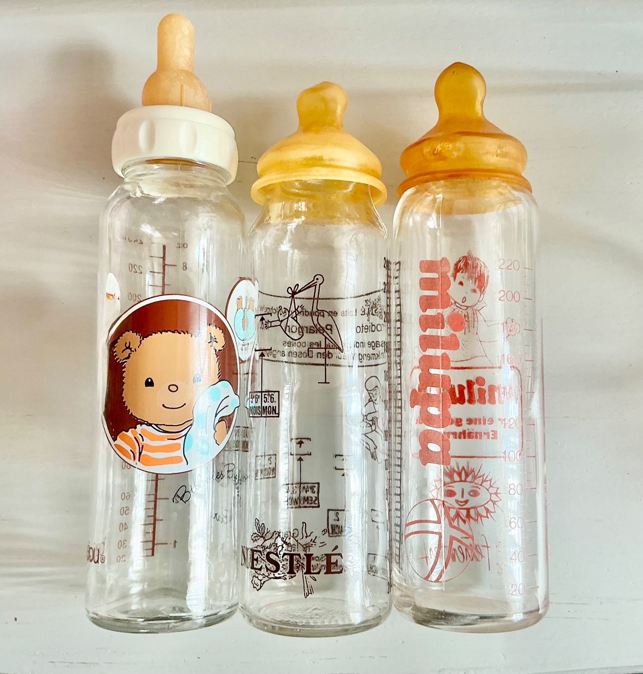Baby-Mahlzeiten: ALTE GLAS SCHOPPENFLASCHEN  MIT HARASSE – Gebraucht aus Zell LU von Silvermemory 1