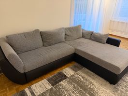 Ecksofa Stoff schwarz grau guter Zustand