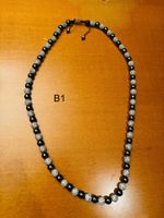 Halskette Strass schwarze Perlen Schmuck Bling Necklace