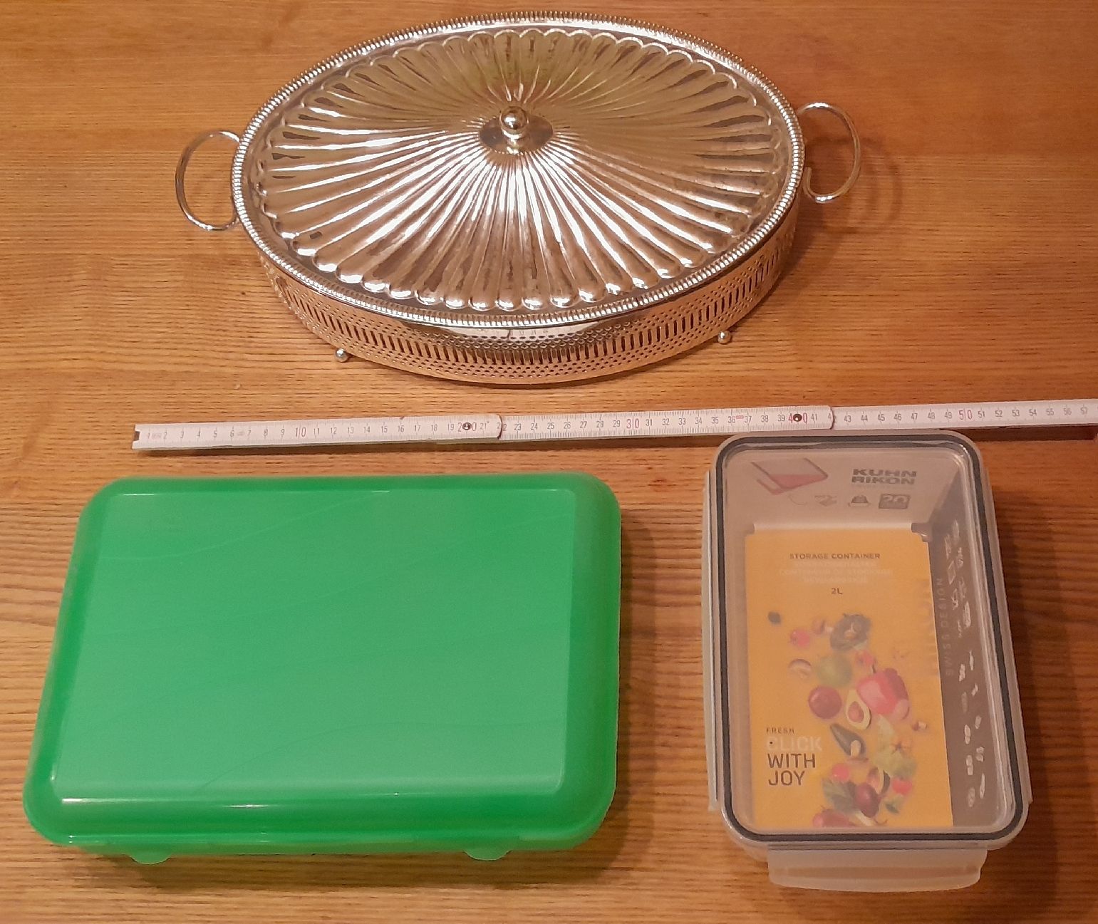 Behälter & Ähnliches: Servierschale versilbert plus 2x Aufbewahrungsboxen – Gebraucht aus Adlikon b. Andelfingen von Kraemse