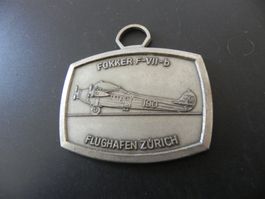 Flugzeug Medaille Fokker F-VII-b Flughafen Zürich