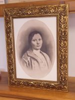 Ant. Gemälde original Kohlezeichnung Holzstuckrahmen um 1900