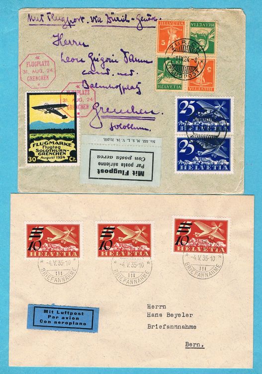 17 Belege vorwiegend Flugpost ab 1924! (Gebraucht) in Seedorf für CHF ...