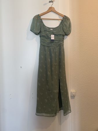 Robe midi avec fente vert sauge hollister 