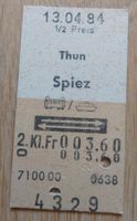 Billette Schweiz Thun Spiez 1/2 Preis 2. Kl. 4329