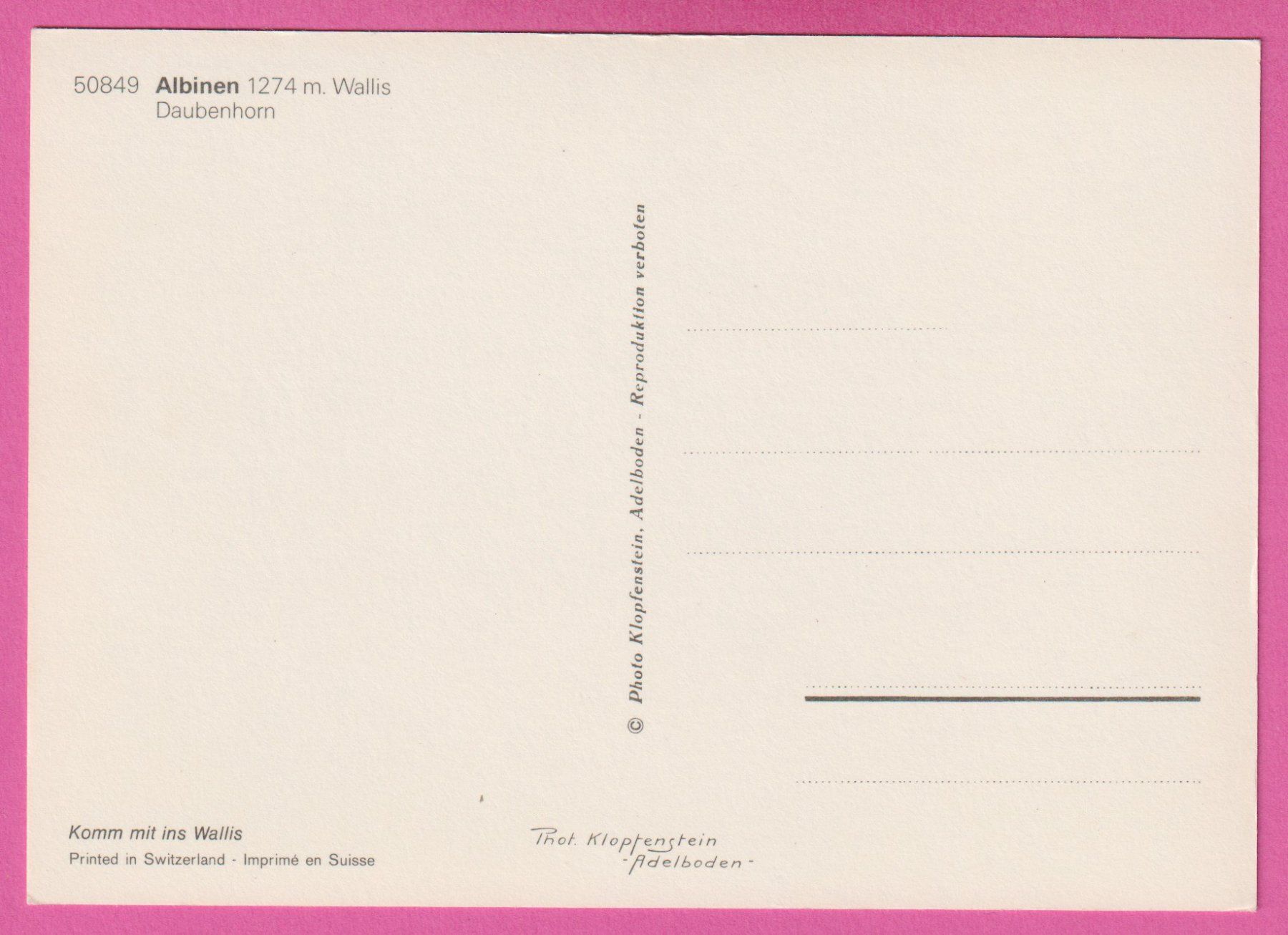 Cartoline postali: Albinen 1274m Wallis Daubenhorn – Usato da Einsiedeln venduto da dillie 1