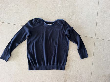 Pull Esprit bleu marine col contrasté taille M bon état 100%