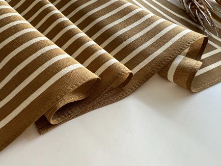 New 58cm Geometric Line Silk Scarf , Stripes Brown Bronze