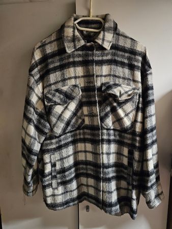 Veste chemise Zara à carreaux noir et blanc S