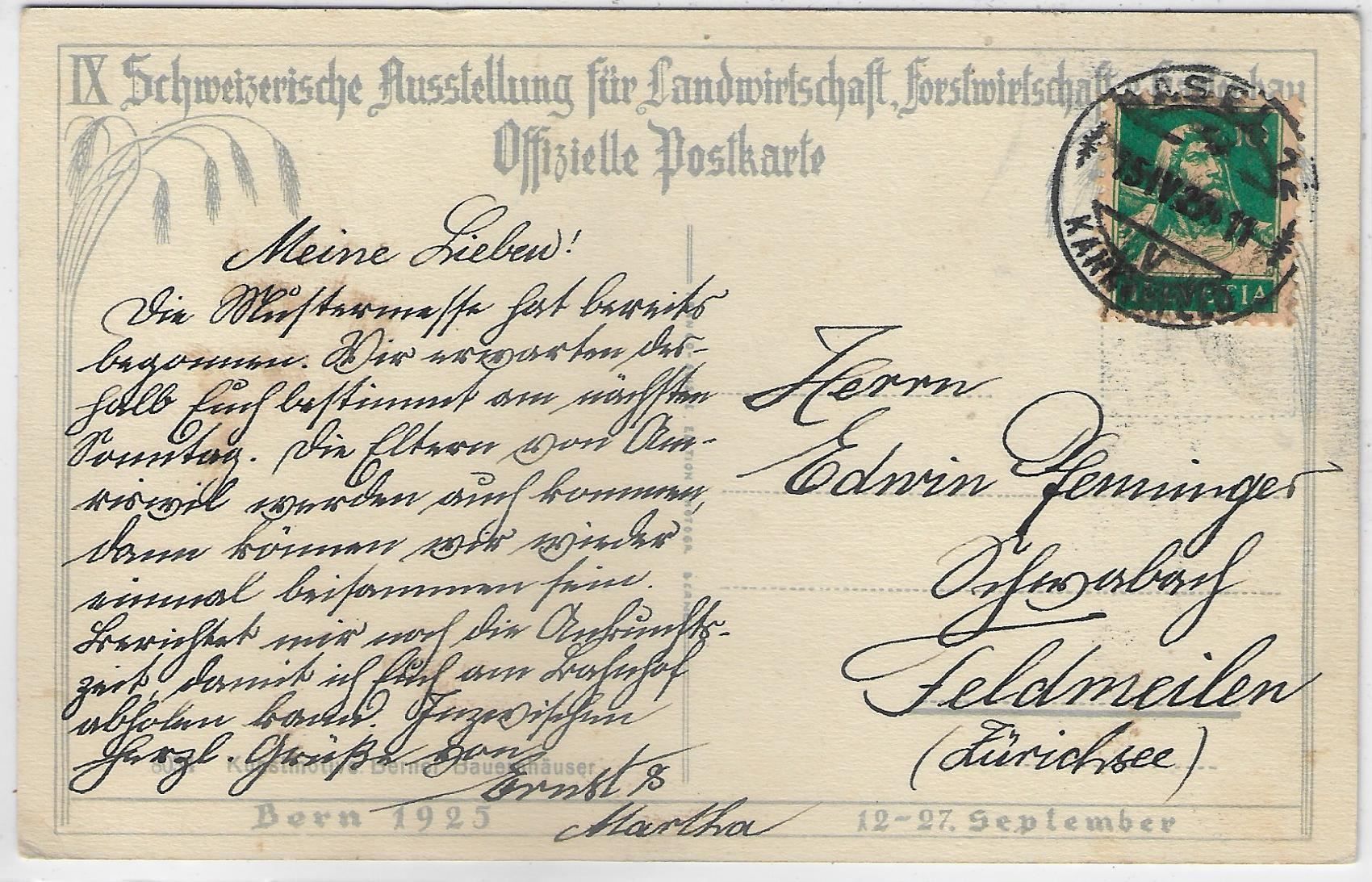 Cartoline postali: Berner Speicher - Litho - IX Schweiz. – Usato da Ettingen venduto da Kartenplanet 1