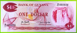 1992 / GUYANA / ONE DOLLAR - BANKNOTE / KASSENFRISCH !