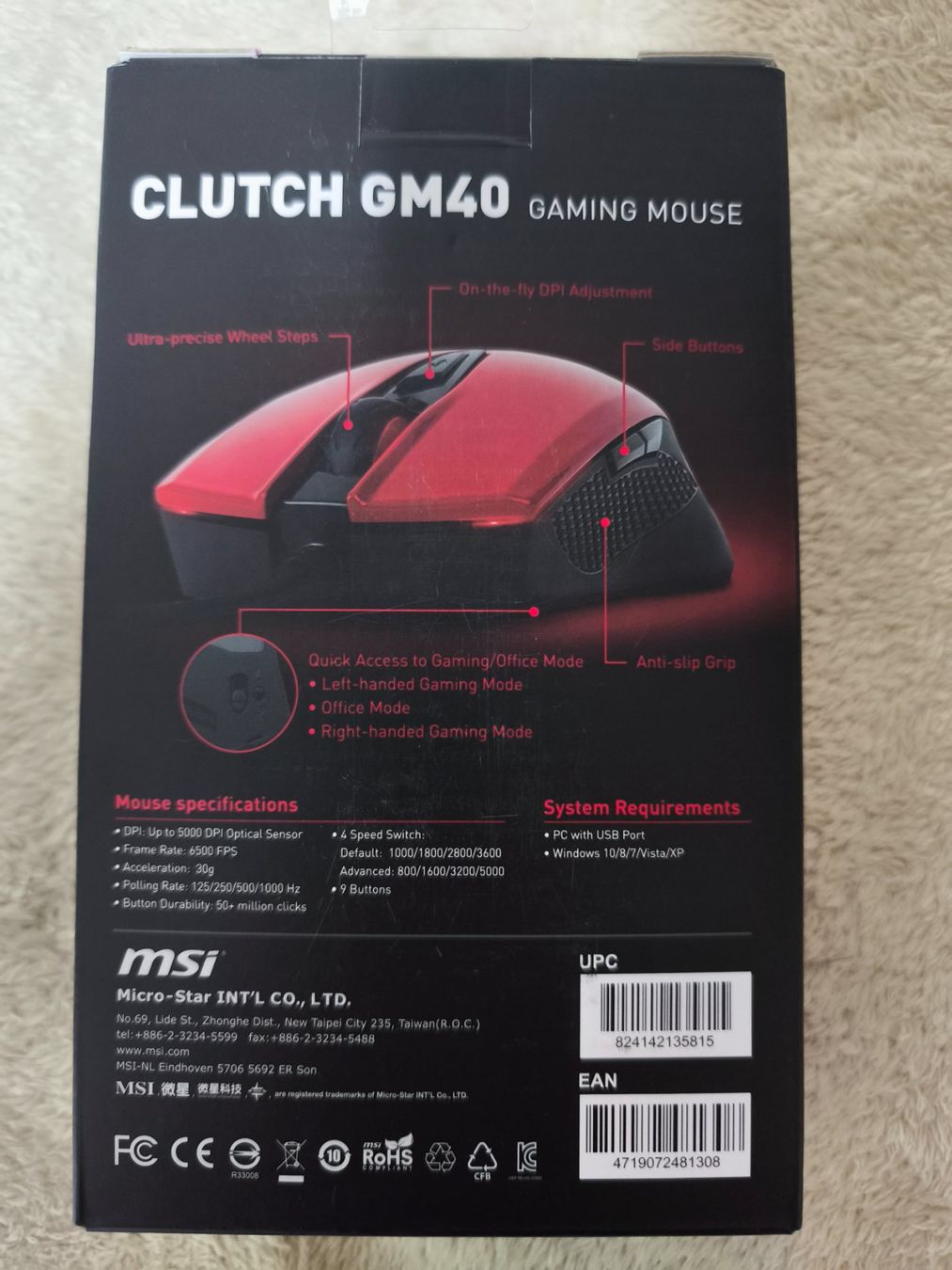 Mouse: MSI CLUTCH GM40 GAMING MOUSE – Nuovo e nell'imballaggio originale da Winterthur venduto da Dr.Pepper01 2